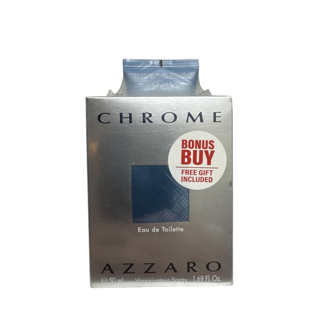 Azzaro Chrome Men Eau de Toilette 1.69oz Spray and 2.53oz Hair Body Shampoo Set